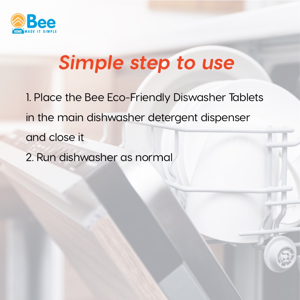 BeeEco Dishwasher Tablets Clean and shiny for dishwashers Box of 36 tablets, without salt, without oil