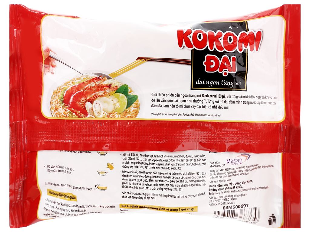 Kokomi Noodle Sour and Spicy Shrimp 30packs/carton