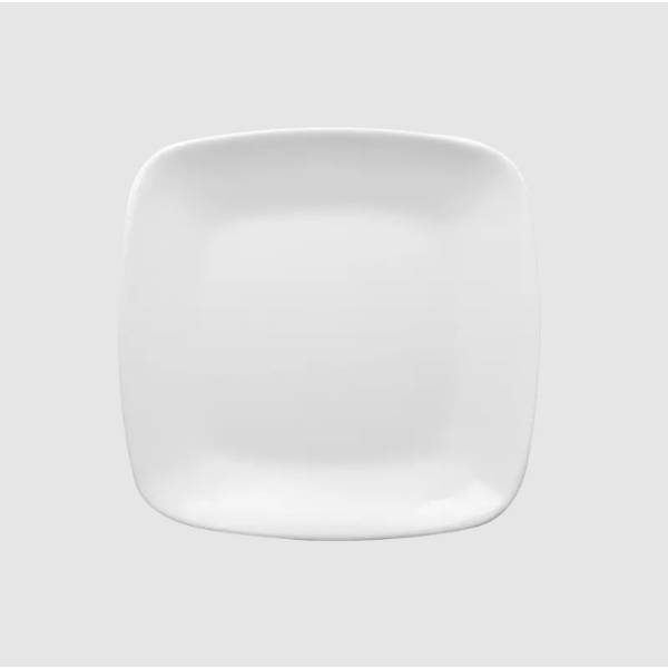Elegant and elegant white square porcelain plate for hotels and restaurants, durable ceramic material