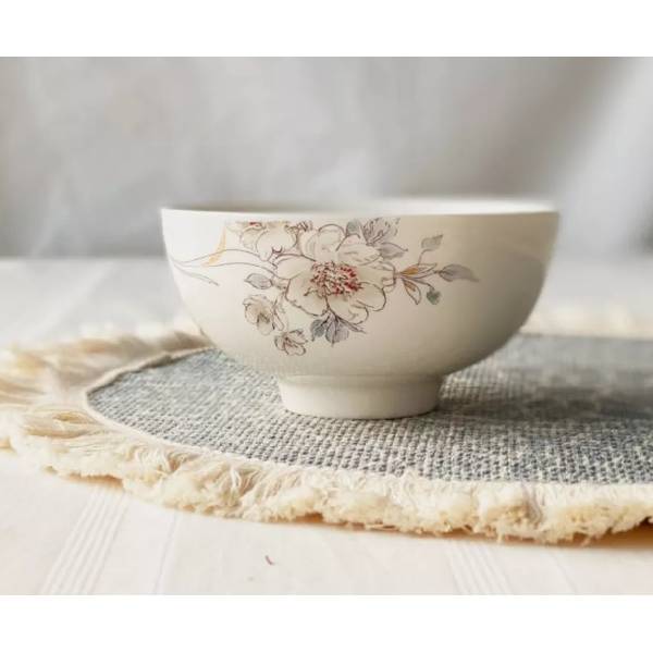 Modern elegant pattern printed ceramic rice bowl with durable ceramic material