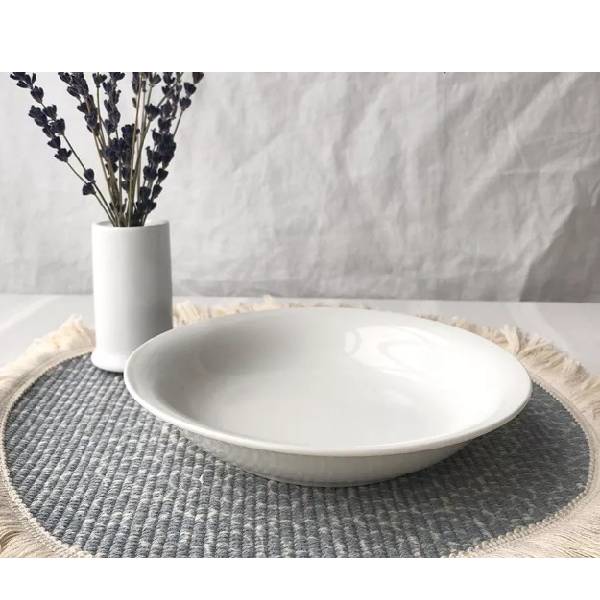 White ceramic soup plate pasta dish for hotel restaurant food decoration 4 to 8 inches