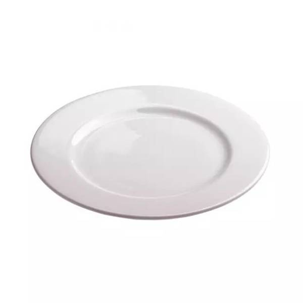 White round porcelain dinner plate for restaurant serving family dinnerware