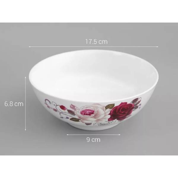 White ceramic bowl with special patterns printed on durable materials suitable for families