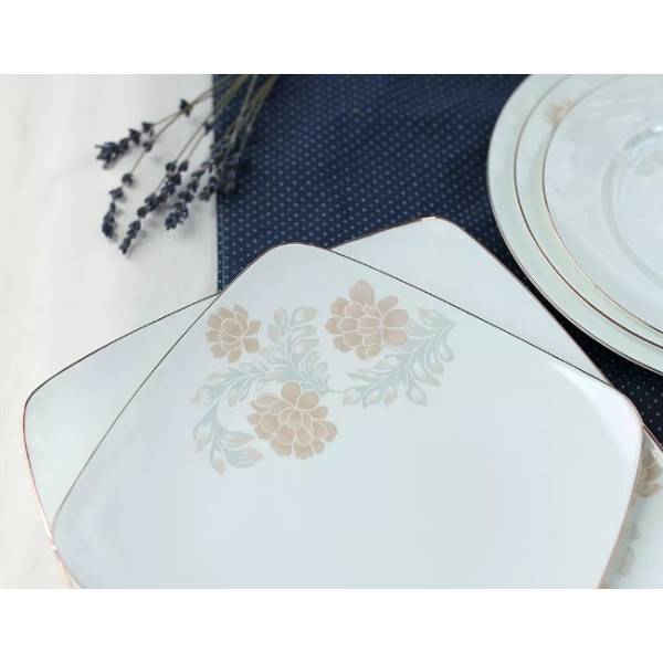 Square porcelain plate elegant pattern design durable material 6.5/8/10.5 inch