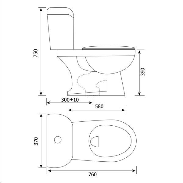 White high-grade ceramic two-piece toilet bowl, simple elegant design, durable material