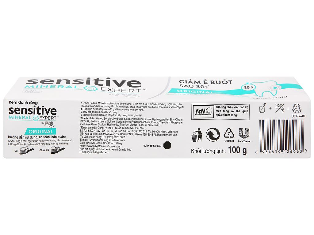 P/S Sensitive Orginal Toothpaste soothes sensitivity after 30s 100g